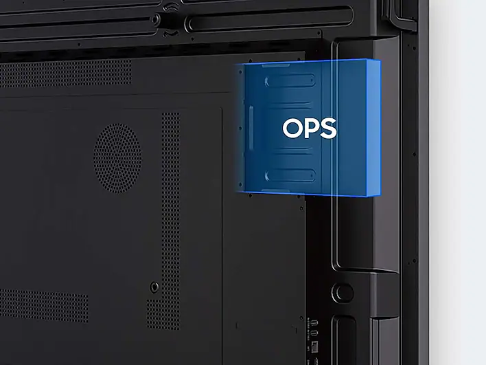 Blue ops expansion module mounted in a server/pc chassis, labeled ops on the side panel