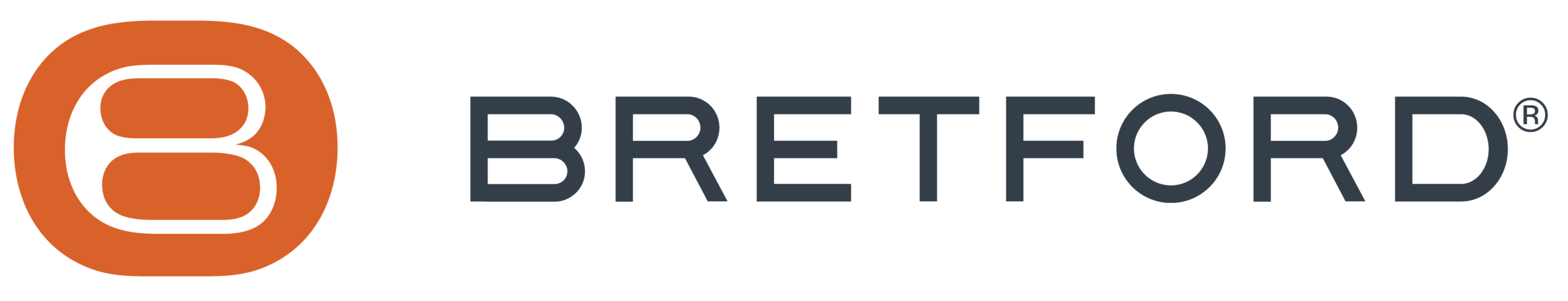 Bretford logo: orange rounded-square emblem to the left of the dark blue 'bretford' wordmark.