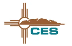 Ces logo showing a sun or circular motif with vertical lines and a mountain range, followed by teal 'ces' text