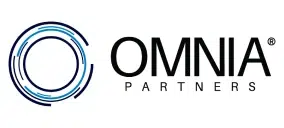 OMNIA Partners logo with a circular blue ring emblem to the left of the 'OMNIA PARTNERS' wordmark.