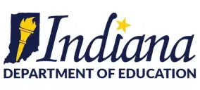 Indiana Department of Education official logo featuring a torch, the word Indiana, and a small star above the text.