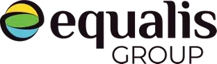 Equalis group logo with a multicolor circular emblem to the left of the text