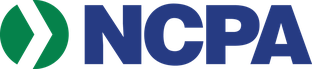 Ncpa logo: green diamond-like symbol to the left of bold blue 'ncpa' lettering.