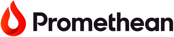 Promethean logo with a red flame drop symbol next to the word Promethean in dark purple.