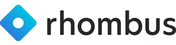 Rhombus logo: blue diamond icon next to the word rhombus.