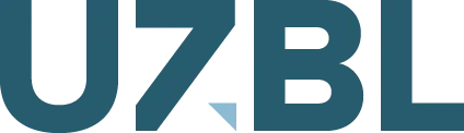 UZBL logo rendered in teal letters on a dark background.