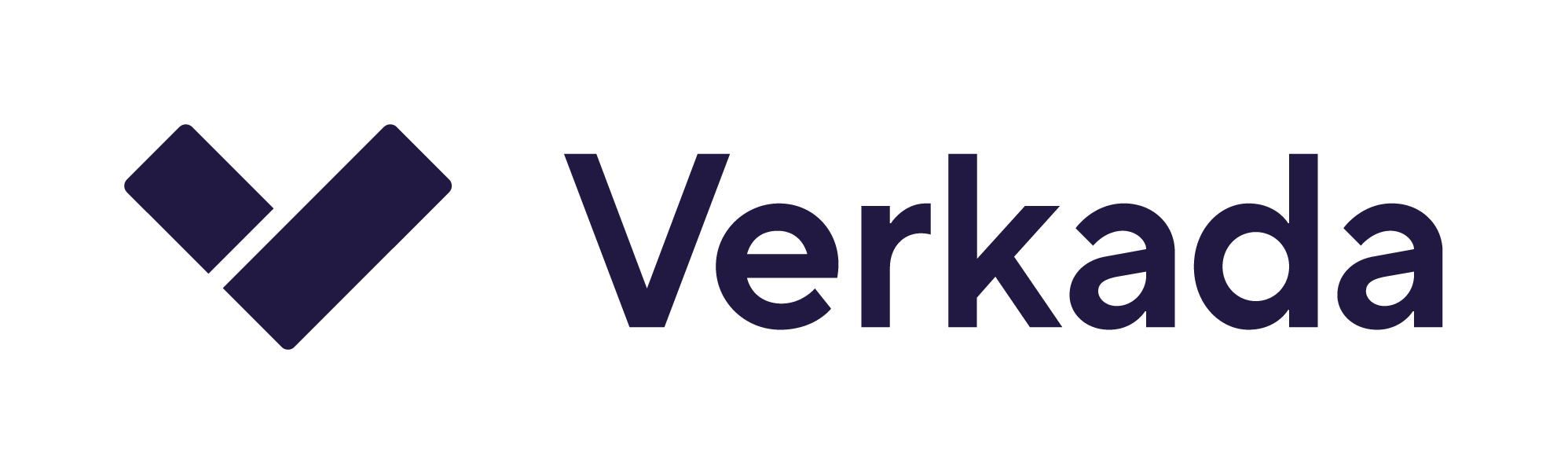 Verkada logo: a dark purple diamond-shaped mark followed by the bold word verkada.